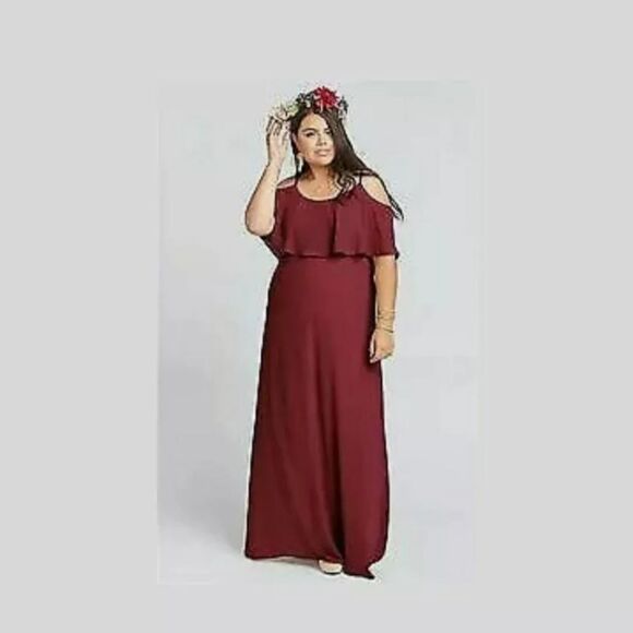 Show Me Your Mumu Women's Size XX Large Caitlin Ruffle Maxi Dress Merlot Wedding - Picture 1 of 12